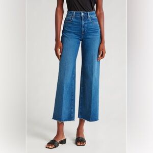 PAIGE Anessa Raw Hem Wide Leg Crop Jeans Size 28